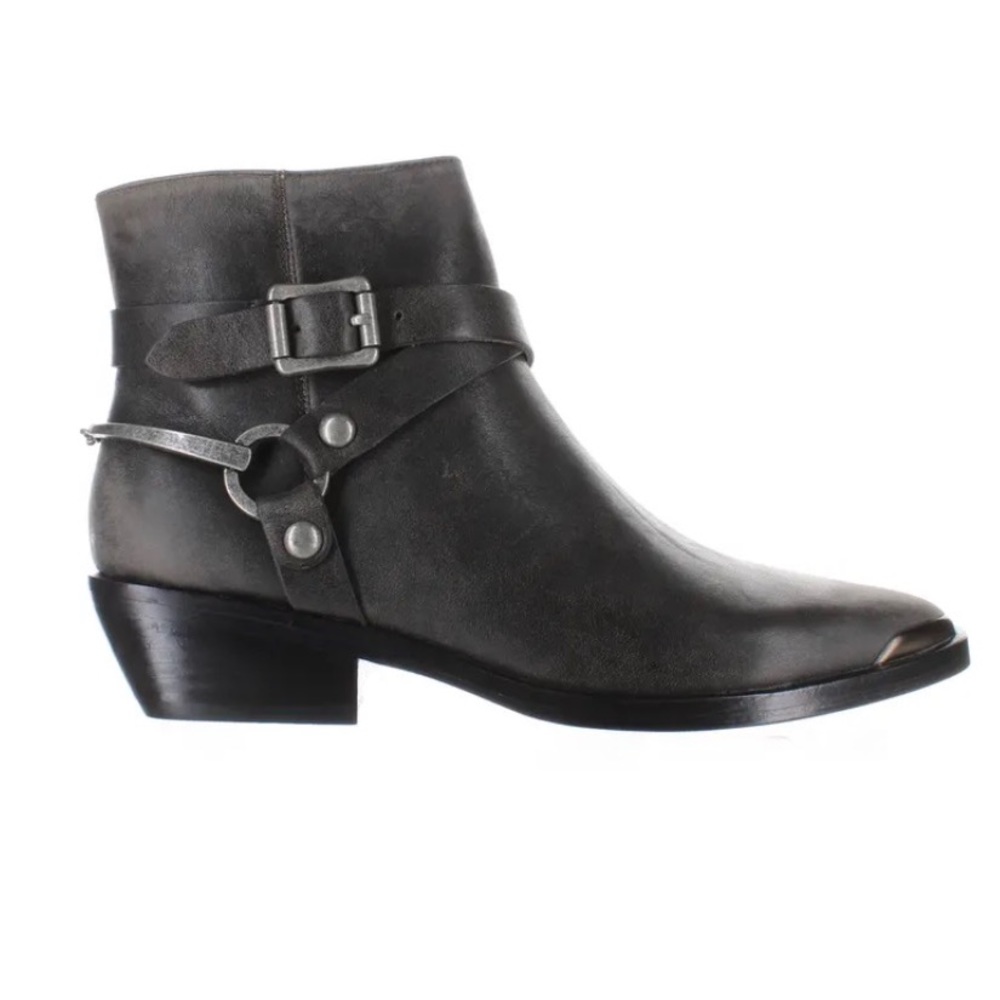 Sigerson Morrison Jade Harness Boot Size EU 37.5 NWT Gray Black Leather
